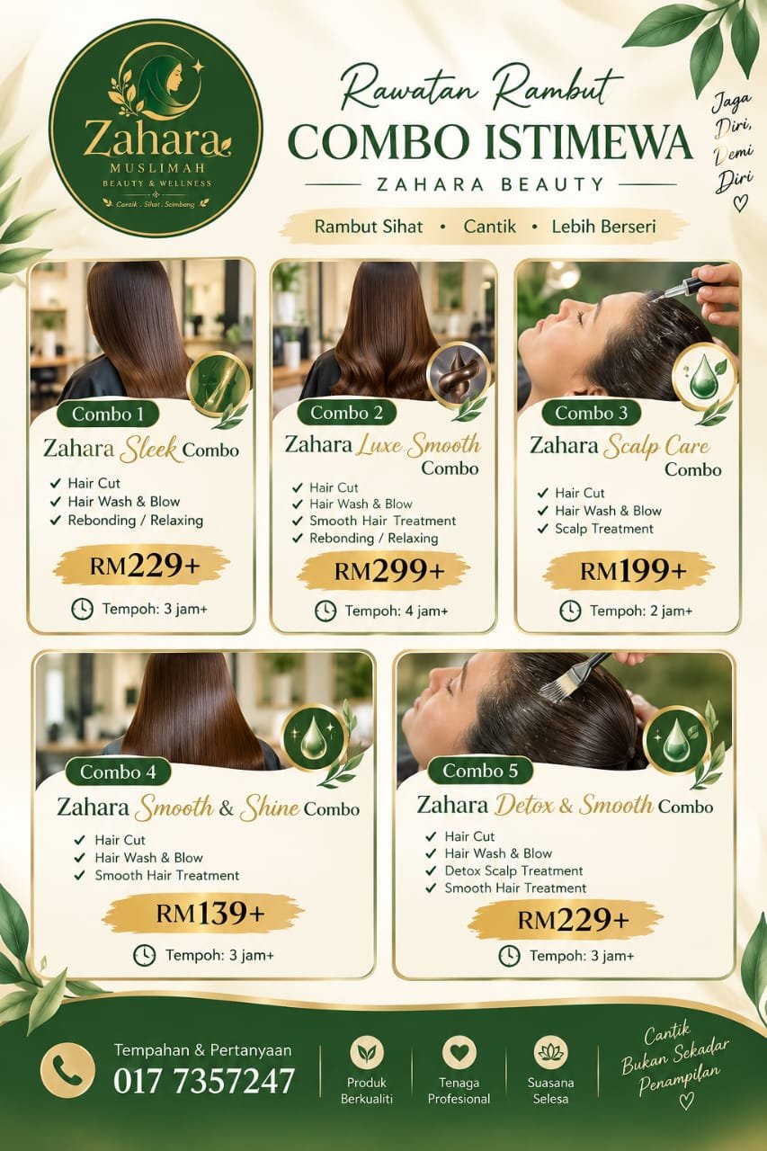 Brosur Rawatan Rambut Combo Istimewa Zahara