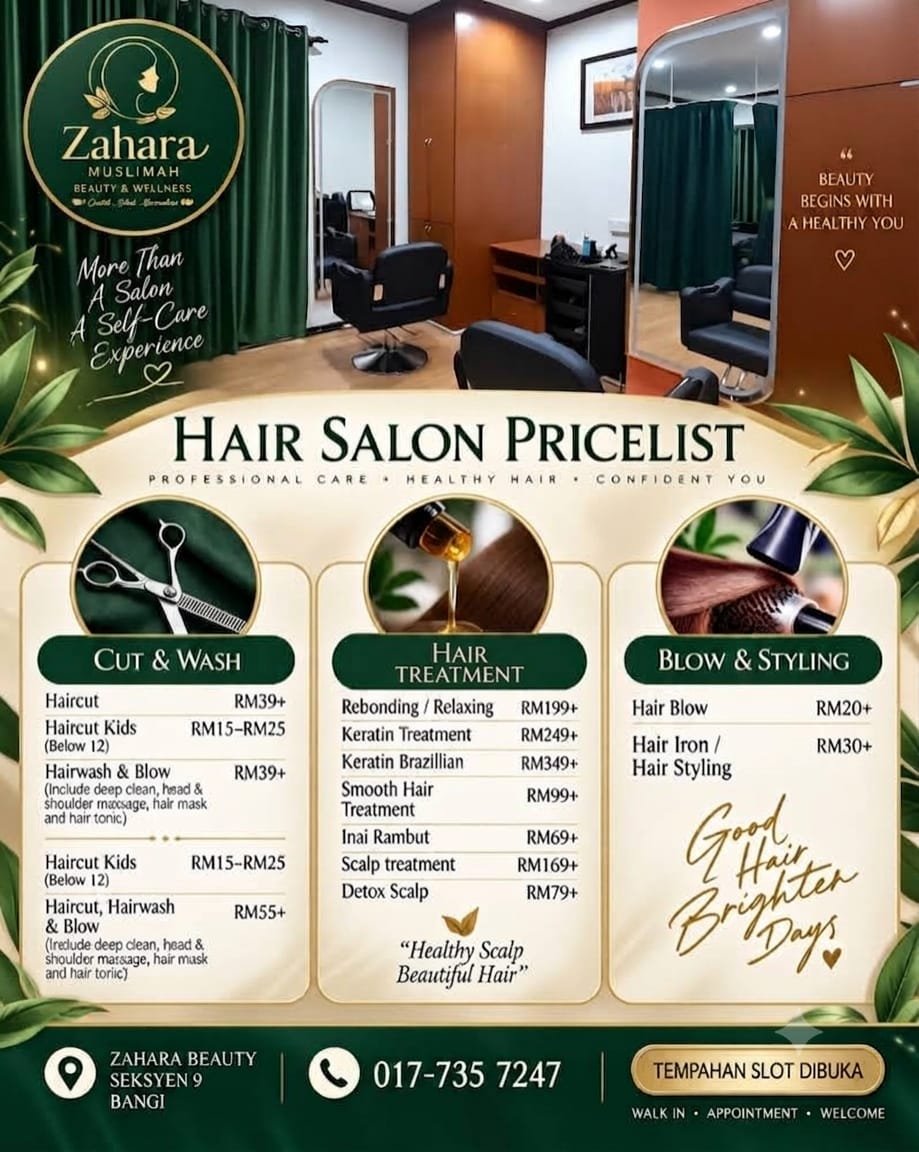 Brosur Hair Salon Price List Zahara