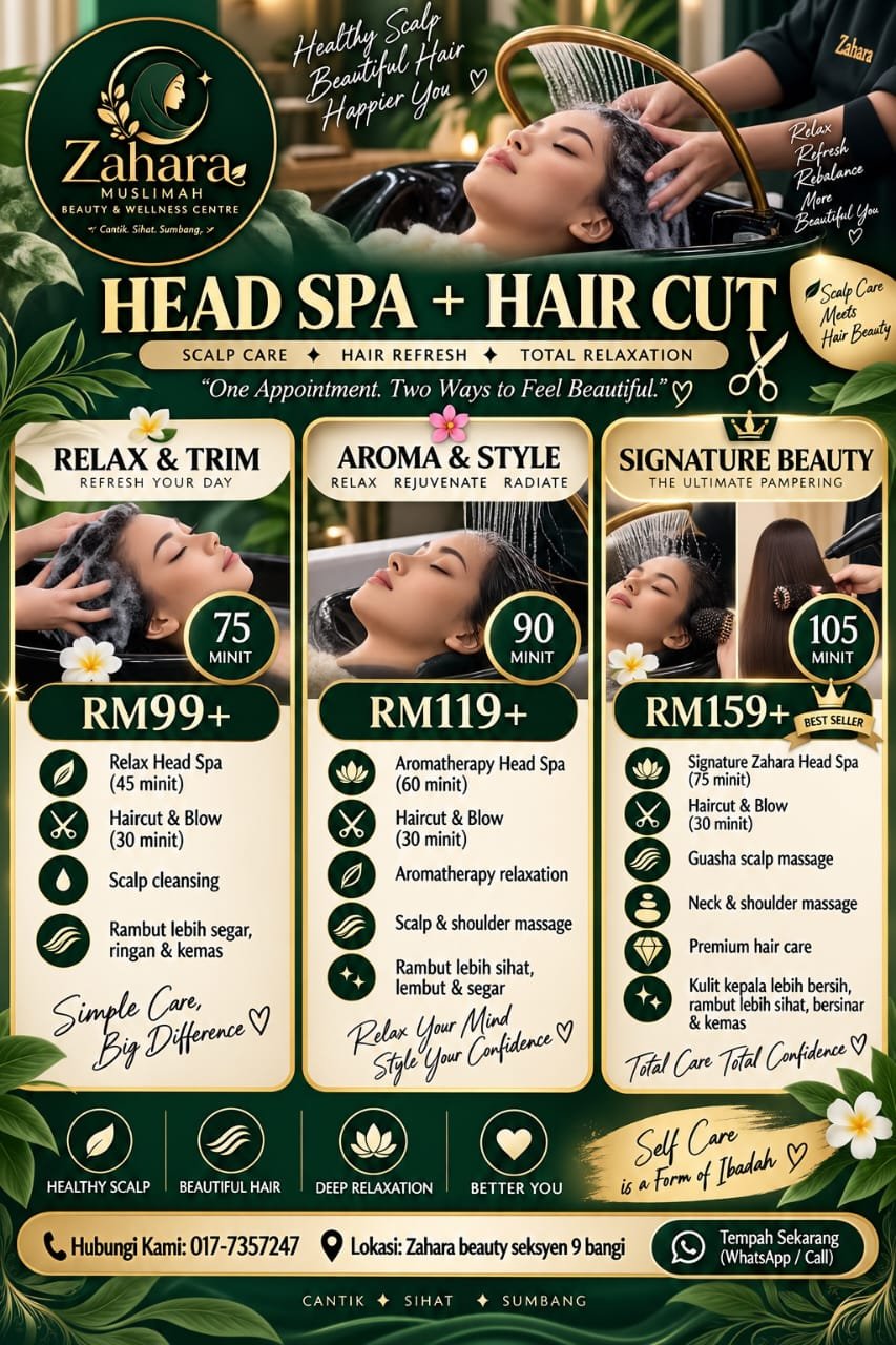 Brosur Head Spa + Hair Cut Zahara