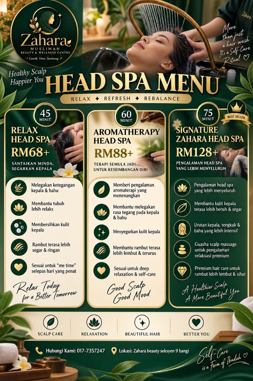 Brosur Head Spa Menu Zahara